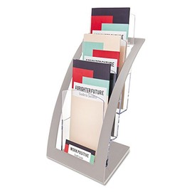 deflecto Three-Tier Leaflet Holder, 6 3/4w x 6 15/16d x 13 5/16h, Silver