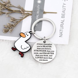 WSNANG Cute Duck Jewelry You are Braver Stronger Smarter Than You Think Keychain Duck Inspirational Gifts for Duck Lover (Duck Always KC)