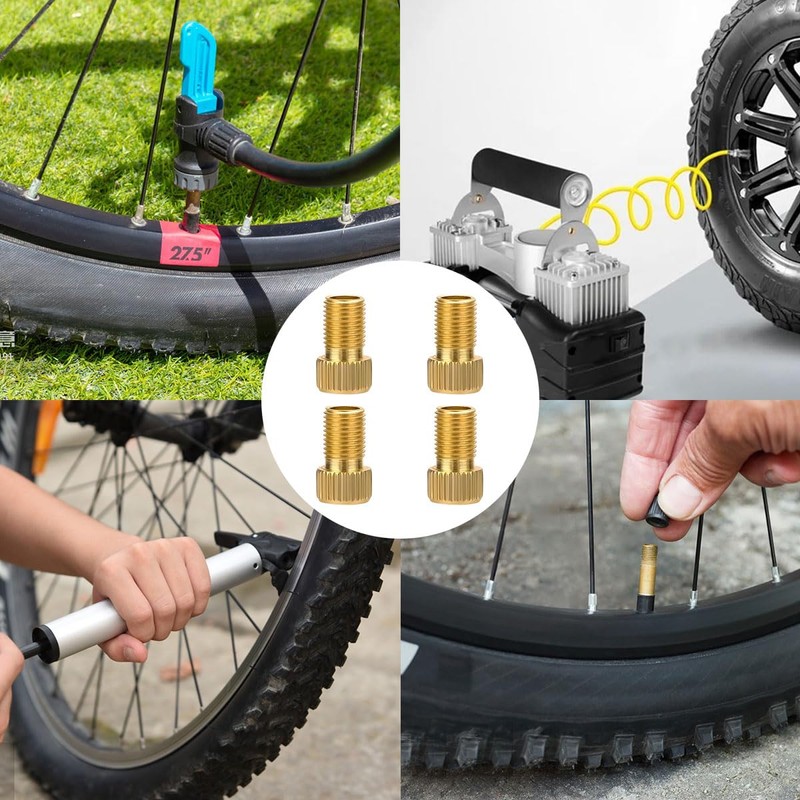 4 Pcs Bike Bicycle Pump Adapter Valve Copper Adapter Presta