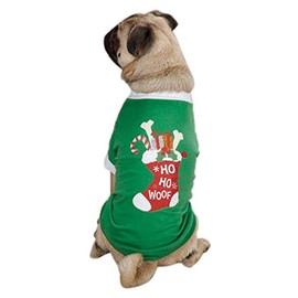 Casual Canine Polyester/Cotton Ho Ho Woof Dog Tee, Large, Green