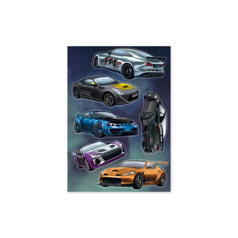12 Metallic Stickers * Racing Car * for Crafts and