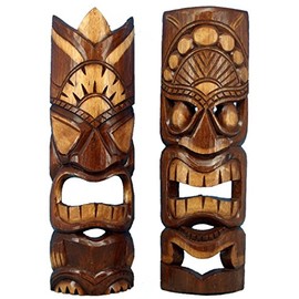 19" Natural Tiki Mask 2 Piece Set