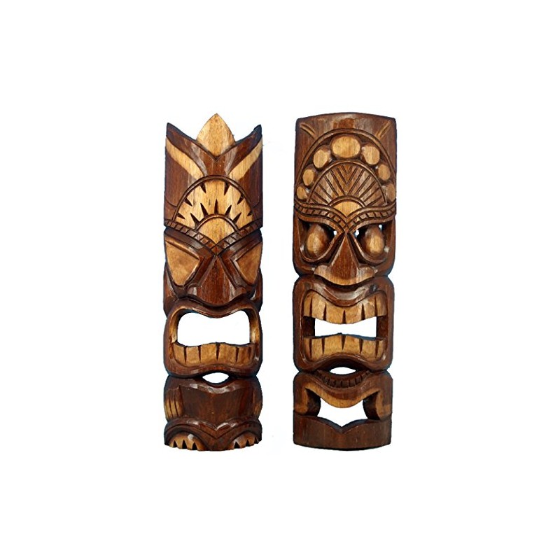 19" Natural Tiki Mask 2 Piece Set