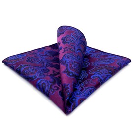SHLAX&WING Mens Pocket Square Purple Geomitric Handkerchieves Silk Hanky