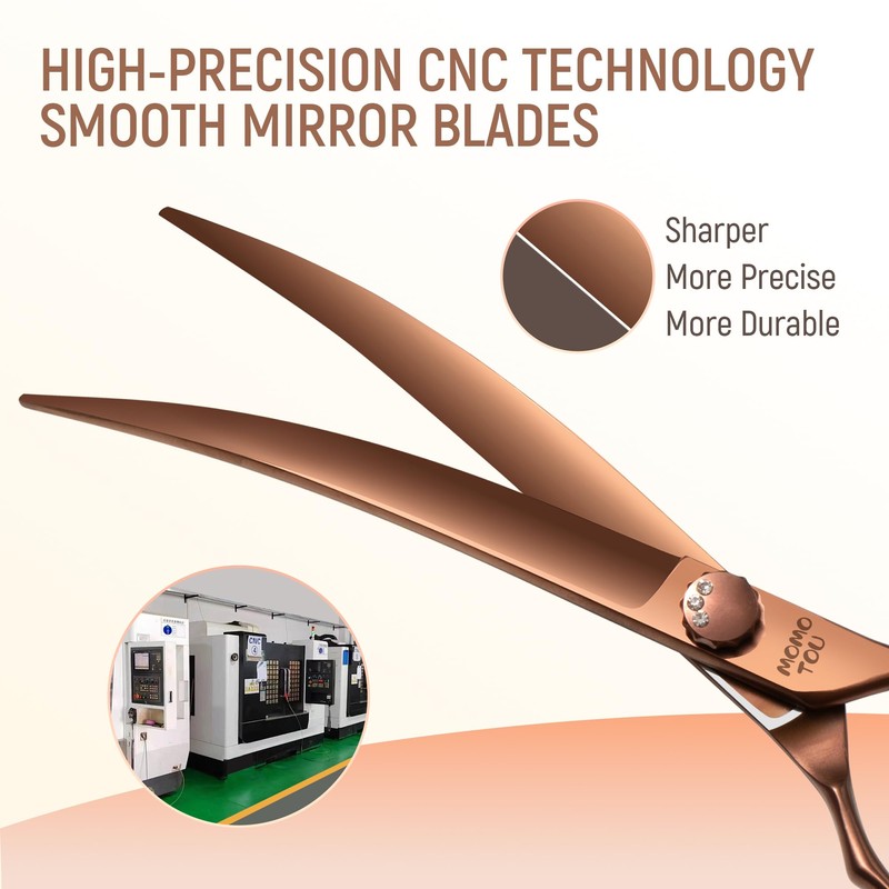 Momotou 45° Super Curved Dog Grooming Scissors 7.5'' Matte Bronze