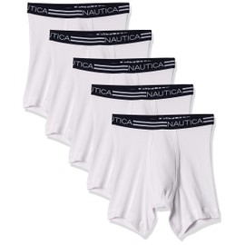 Nautica mens Classic Cotton Multipack Boxer Briefs, White- 5 Pack, Medium US