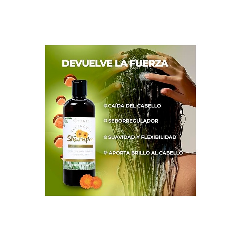 Shampoo Natural de Caléndula | Limpieza Profunda, Suavidad y Reparación