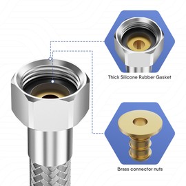 YUANNY Flexible Hose 1/2 Inch Hose Throw on Both Sides 100 cm Connection Hose Fitting Connection Hose Flexible Hose for Tap Angle Valve Washbasin Kitchen Tap Bathroom Toilet Cistern