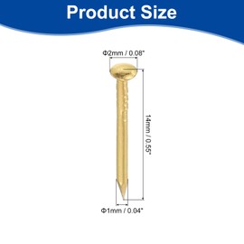 uxcell 200Pcs Small Hardware Nails, 1 x 14mm Carbon Steel Round Head Nail Common Finishing Nail for Household Woodworking Picture Hanging DIY Projects, Gold