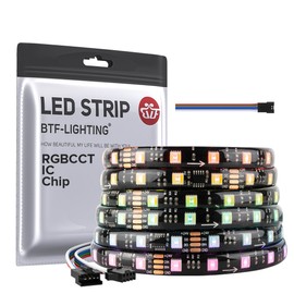 BTF-LIGHTING WS2805 SPI RGBCCT Addressable Dream Colour LED Strip WS2805 IC LED Strip 5M 60LEDs/m 10Pixels DC24V IP65 Waterproof Chasing Effect DIY Decoration(Not Including Controller&Power Supply)