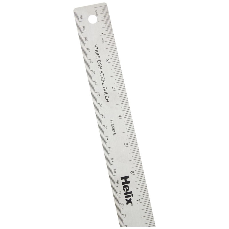 Helix - Flexible Stainless Steel Non Skid Ruler 12 Inch/30cm