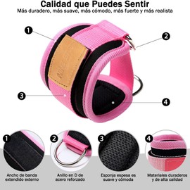 Grilletes para Tobillo Gym Mujer Con Doble D Argolla,Correas de Tobillo Gym Ajustable con 50 Libras Bandas de Resistencia y Anclajes de Puerta,Para Ejercicios de Piernas,Glúteos,Abdominales(1 Par)