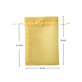 QIANF 20 Pcs Gold Small Organza Bags 4X6 inch for Wedding Favors with Drawstring, Mini Mesh Gift Bags Jewelry Pouch for Candy Bridal Shower Party Favor Baby Shower Christmas