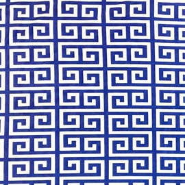 Generic Greek Key Print Design Iin Navy/Pink Stretch Poly-Spandex Fabric 58"" Wide (Navy)