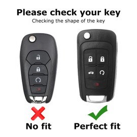 HOUTIAN 2-Pack for Chevy Key Fob Cover with Keychain Key Case Fit for Camaro,Cruze,Equinox,Malibu,Buick Allure,Cascada,Enclave,Lacrosse,Regal,Verano,Encore Accessories