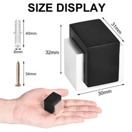 Door Stops, Black Rubber Door Stoppers for Floor Modern Chrome Door Stop Wall Mounted Decorative Small Metal Doorstop Floor Door Stopper Wall Protector with Sound Dampening Bumper