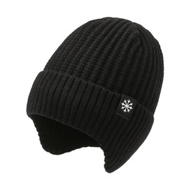 XIFUHUI Winter Men's Fleece Hat Scarf Set, Winter Wool Liner Warm Suit, Knitted Thick Fleece Lining Warm Neck Protection, black