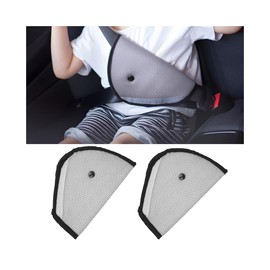 JNNJ Pack of 2 Car Seat Belt Pads, Car Triangular Fixer Seat Belt Pads for Children, Car Safety Children Seat Belt Adjuster Cover (Grey)