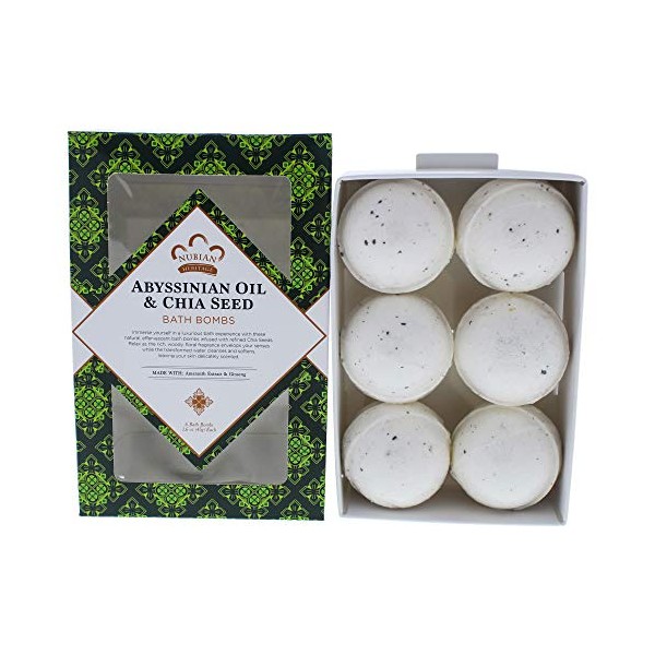 Nubian Heritage Abyssinian Oil and Chia Seed Bath Bombs for Unisex 6 x 1.6 oz Bath Bomb