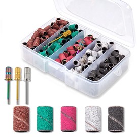 Vekol Sanding Bands for Nail Drill 250PCS Grits Electric File Nail Sanders Professional Drill Bits Set #80#120#150#180#240 Nail Sanding Bands with 3 Pieces 3/32" Mandrel Bit for Manicures and Pedicure
