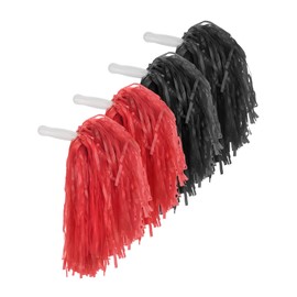 Pangda 12 Pack Cheerleading Pom Poms Sports Dance Cheer Plastic Pom Pom for Sports Team Spirit Cheering (Red and Black)