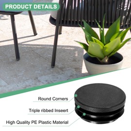 M METERXITY 50 Pack Round Plastic Plug, OD 42mm Furniture Tube Inserts Pipe Hole End Caps for Tubing Post/Glide Insert for Pipe Post/Table Chair Leg/Metal Tubing/Fence [Black]