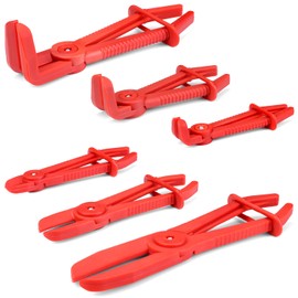 QWORK® 6Pcs Hose Clamp Pliers Set, Straight Hose Clip Pliers, 90 Angled Hose Pliers for Flex Hoses, Brake, Fuel, Gas Lines & Radiator