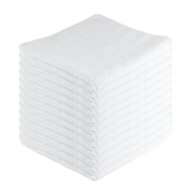 JD Homease Microfiber Cleaning Cloths,12 Pack, 16"x16", All-Purpose, Softer, Highly Absorbent, Lint-Free, Reusable, Washable Pro Towels, White, for House, Kitchen, Bathroom, Car, Office