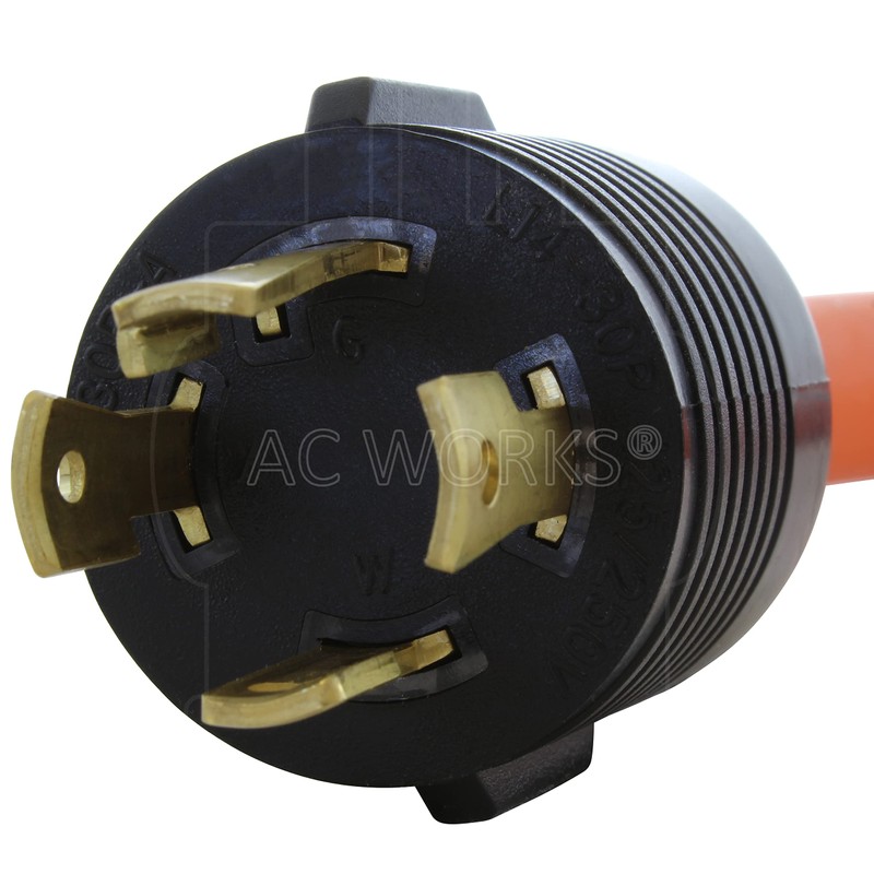 AC WORKS L14-30 30Amp 4-Prong Locking Generator Distribution Cord (1.5FT