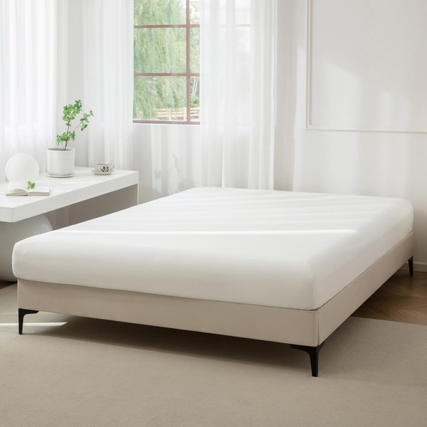 JIYUAN 100% Washed Cotton Fitted Sheet 1Piece, Deep Pocket Bottom