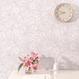 LEECICILE Peel and Stick Wallpaper Boho Pink and White Wallpaper Modern Pattern Contact Paper Embossing Self Adhesive Removable Waterproof Wall Paper for Bathroom Bedroom Decor 17.3" X 197"