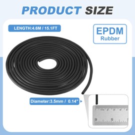 PATIKIL Foam Rubber Weather Seal Strip, 0.14" 15Ft EPDM Rubber Weather Stripping for Sealing Gaps Joints Crack Filling DIY Gasket, Black