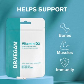 DR.VEGAN Daily Vitamin D3, 2500iu (63mcg) | 30 Vegan Capsules | One-A-Day