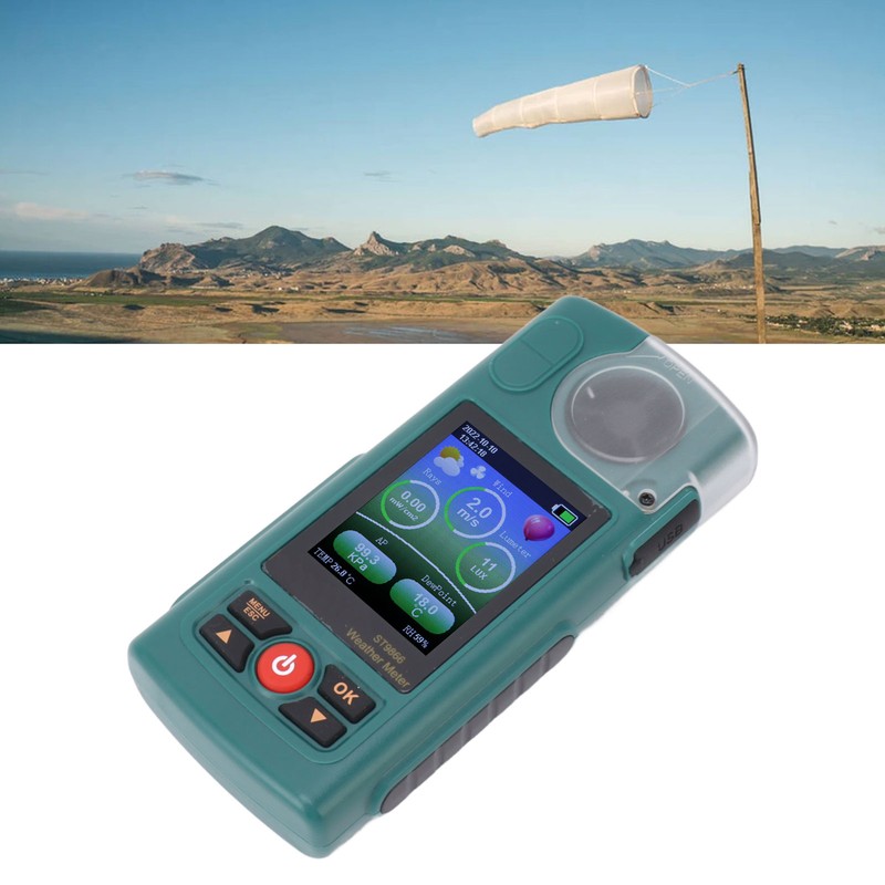 Weather Meter Handheld Air Flow Velocity Tester Digital Wind Speed