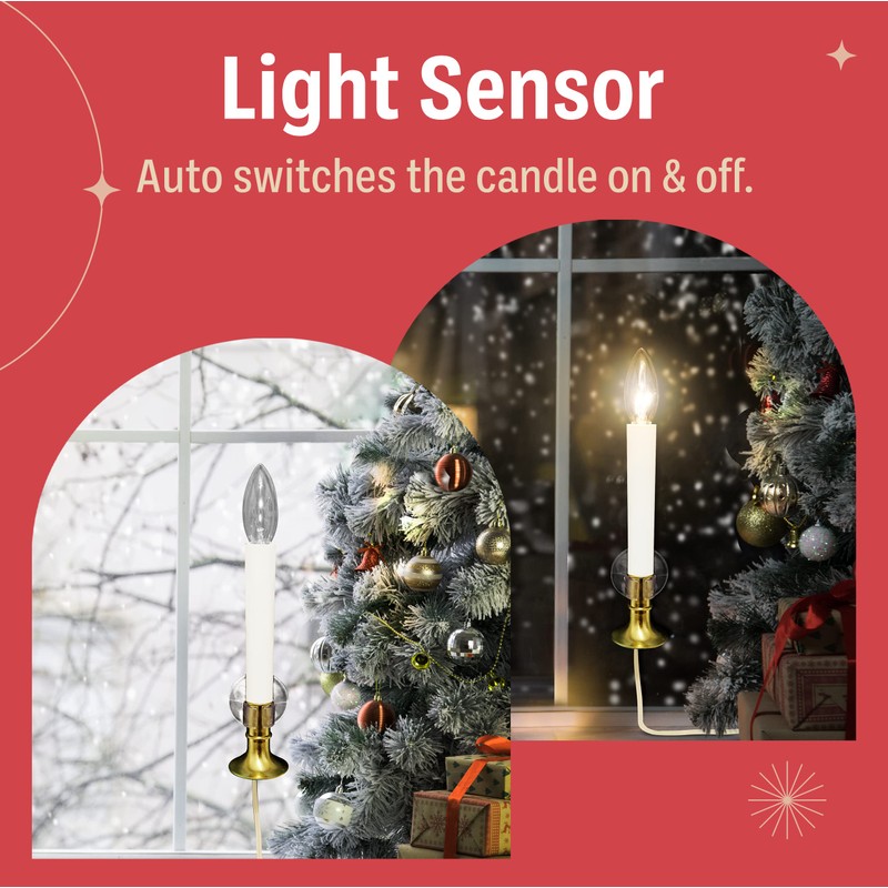 Holiday Joy - 1 Pack Christmas Window Candles with Sensor