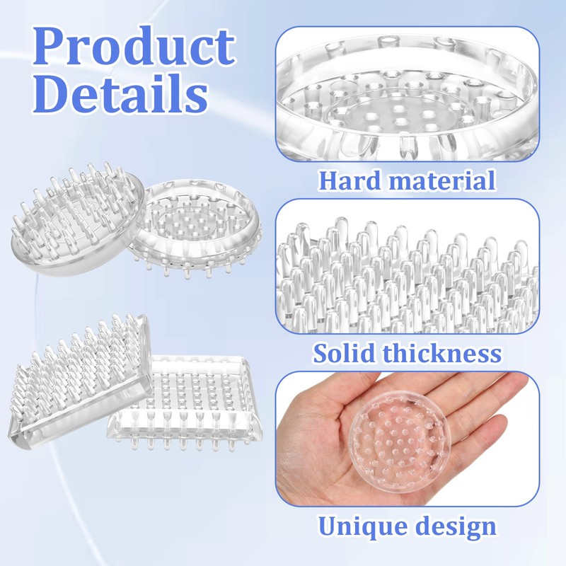 JJUNW 32Pcs Carpet Protector, Spiked Plastic Caster Cups Clear Round