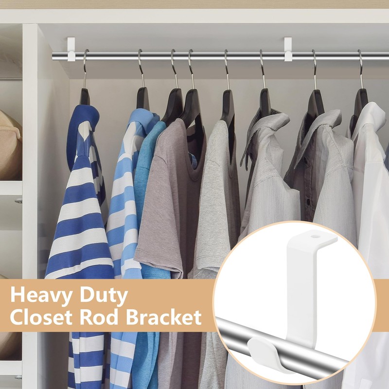 moonoom 4 Pack Heavy Duty Closet Rod Brackets for 1-Inch