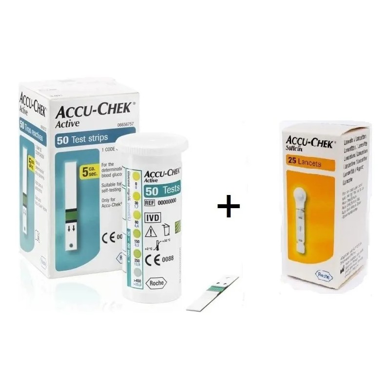 Tiras Reactivas Accu Chek Active Caja 50und Color Blanco