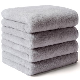 AIFY Face Towels, Set of 4, 100% Cotton, Thin, Non-twist Face Towels, Fluffy, Good to the Touch, Instant Absorption, Hair Removal, Approx. 1/66% of JIS Standard Value of 0.2%, Hotel Specifications,