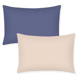 Winmany Toddler Cotton Muslin Pillowcases Baby Girl Boy Pillow Case Travel Cushion Pillow Covers with Envelope Design Cot Bed Accessories Fit for 13"x18" 14" x 19" 12"x16" Pillow (Navy Blue+Khaki)