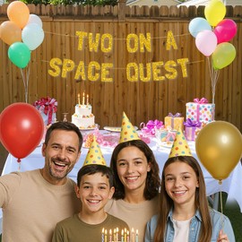 Meowoo Astronaut Adventures, Space Quest Decoration, Glittery Gold Banners with Easy Assembly, 7.7-Inch Bold Letters That Shine, Party Supplies for Kids