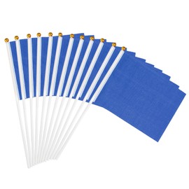 PATIKIL 8x3 Inch Dark Blue Blank Stick Flag, 12Pcs Handheld Solid Color Flag on Stick for DIY Graffiti Birthday Carnival Celebration Sports