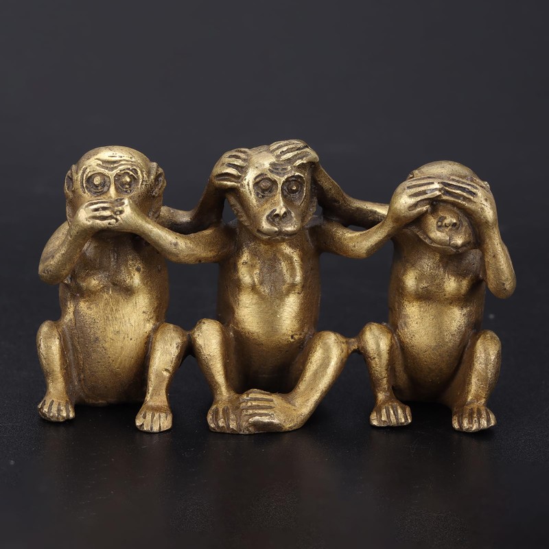 3 Wise Monkey Statues, Speaking, Hearing, Seeing, Nothing, Evil, Three