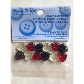 DRESS IT UP ART MINDS SPARKLY HEARTS BLACK TIE EVENTS HEARTS 3 COLORS 12PCS