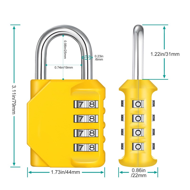 ZHEGE Padlock 4-Digit, Combination Lock for Gym Locker, Combination Code,