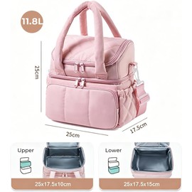 Lonchera Térmica para Mujer 11.8L, Bolsa del Almuerzo Doble Capa