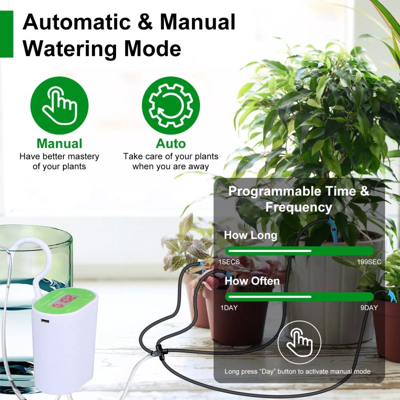 iMounTEK Rechargeable Automatic Watering Irrigation System With Timer Pump For