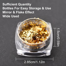 siyuwuro 4 Bottles Nail Foil Glitter Flakes 3D Sparkly Gold Silver Sequins for Nails, Nail Art Decoration Supplies Glitter Foil Flakes for Nail Art Design, Makeup, Jewelry, DIY Crafts