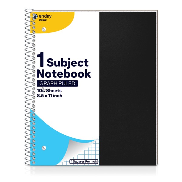 Enday Graph Paper Notebook 8.5 x 11 with Plastic Cover,