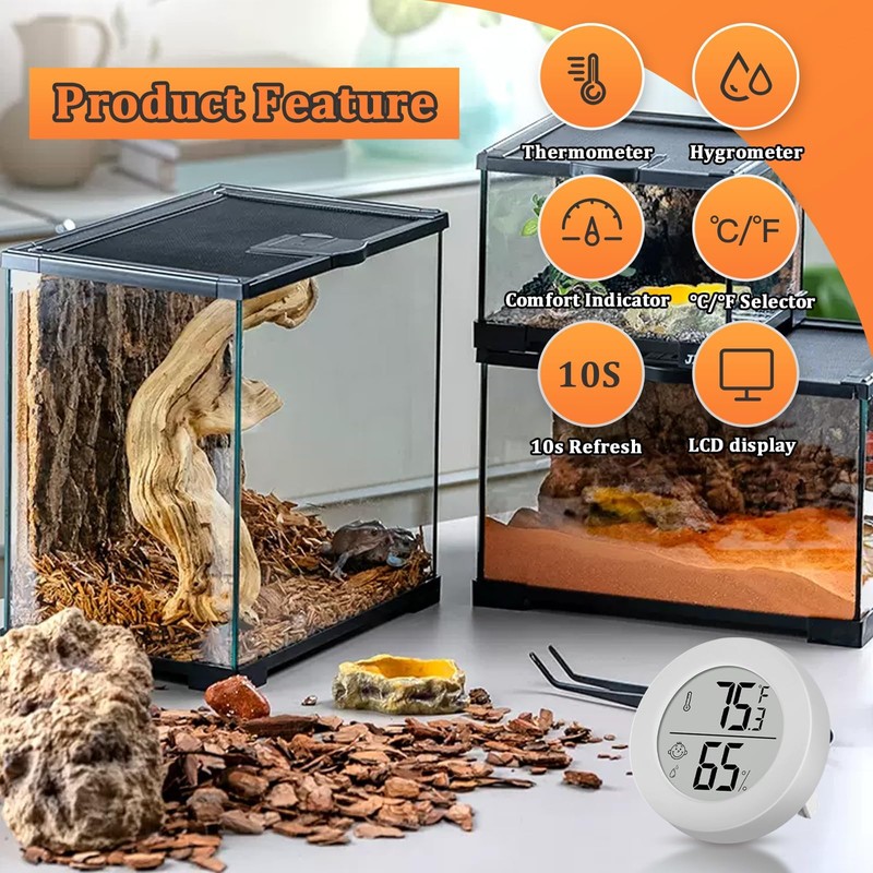 Thlevel Reptile Tank Accessories, 2 Pack Bearded Dragon Tank Thermometer